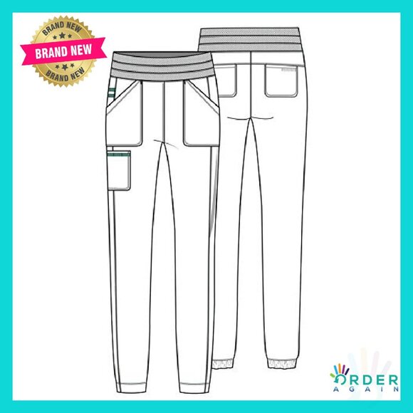 Jogger Scrub Pants Ultra Soft Stretch Medical Uniform Petite Fit Five Pocket - Picture 7 of 8